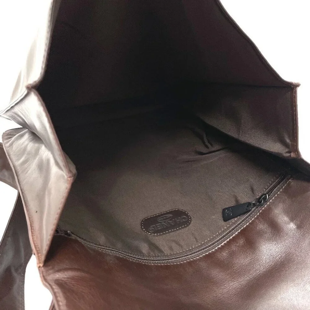 CHANEL Logo Sacosh Shoulder Bag Lambskin Leather Brown - Picture 9 of 13